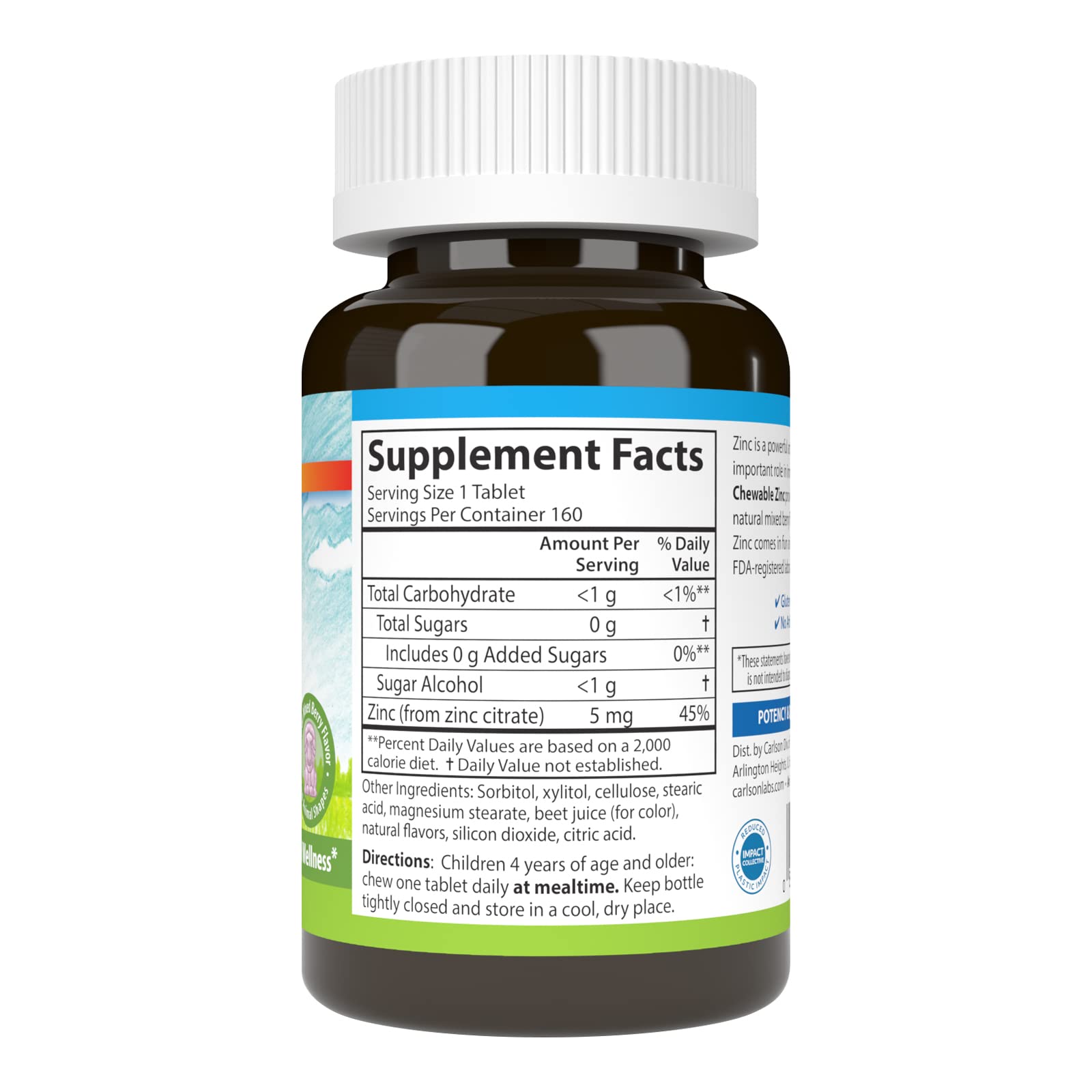 Carlson zinc enfant - saveur fruits des bois naturelle, effet antioxydant potentiel.
