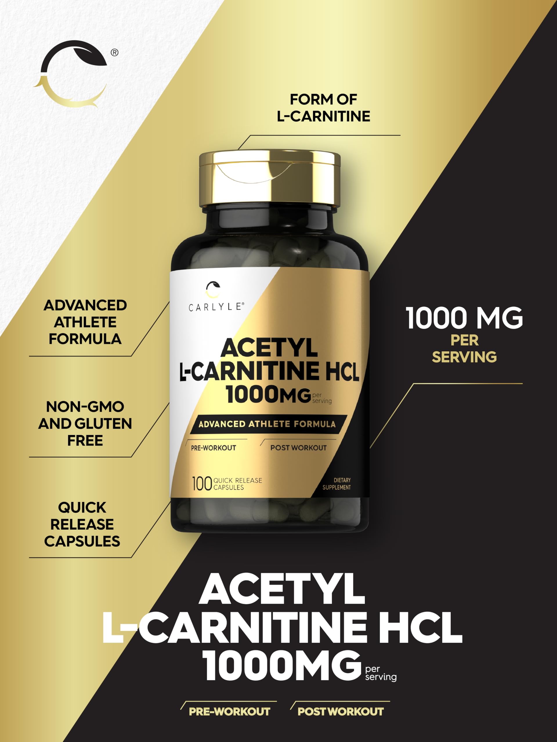 Fiche nutritionnelle Carlyle Acetyl L-Carnitine HCL pour choix éclairé.
