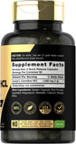 Étiquette Carlyle Acetyl L-Carnitine HCL montrant les spécifications sans gluten et sans OGM.
