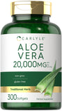 Carlyle gelules molles Aloe Vera — bouteille de 300 capsules pour une routine quotidienne pratique.