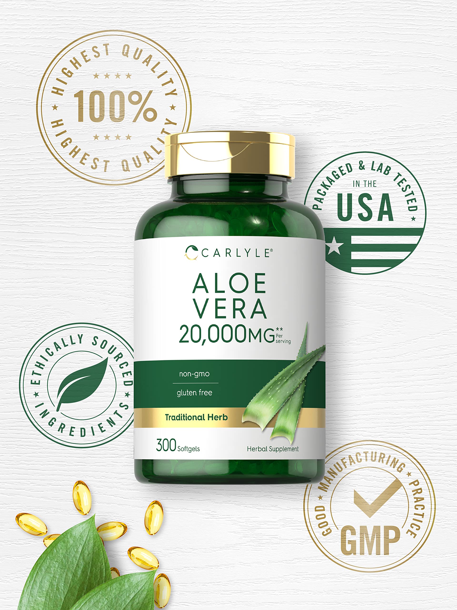Carlyle gelules molles Aloe Vera — ingrédients naturels et sans OGM.