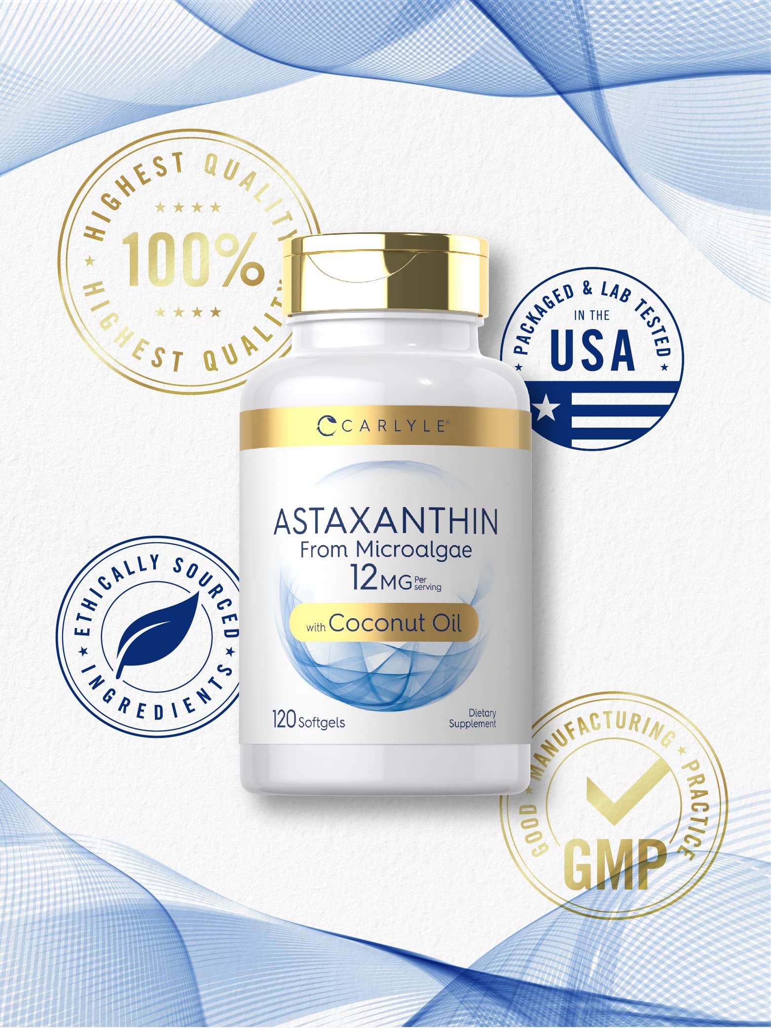 Carlyle Astaxanthine sans gluten et sans OGM pour une routine sûre.