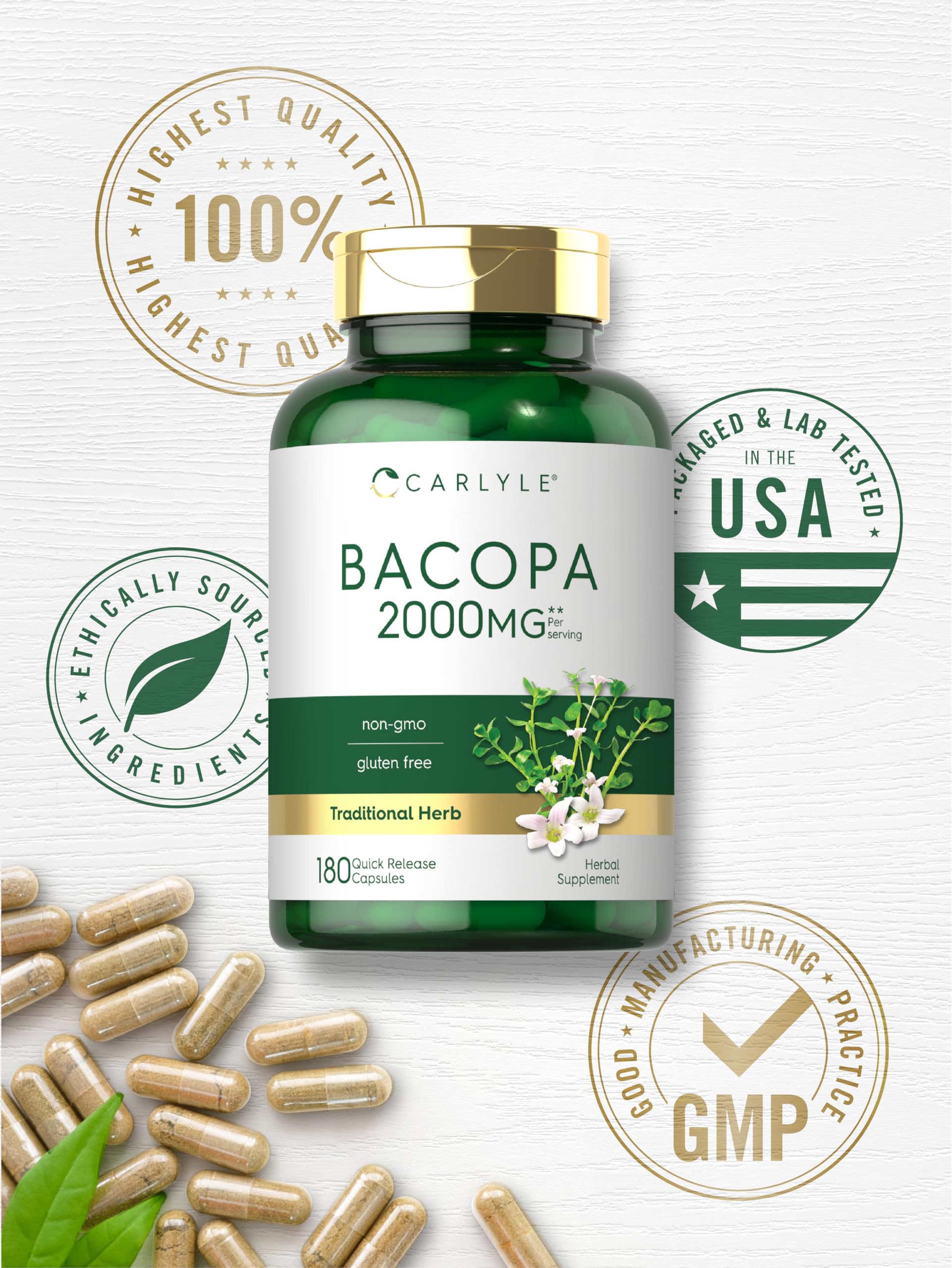 Capsules faciles à avaler Carlyle Bacopa Monnieri dans la routine