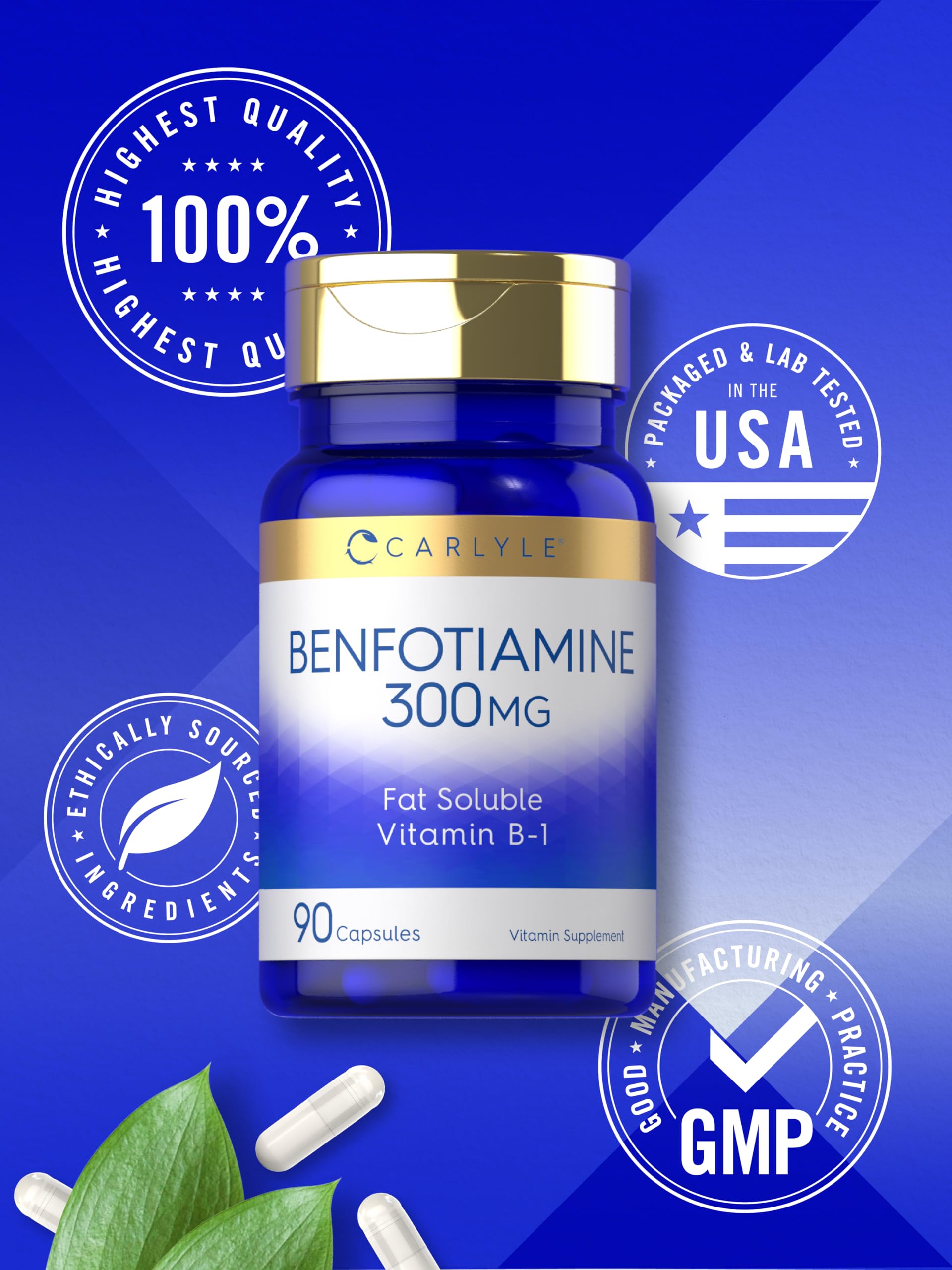 Carlyle Benfotiamine 300mg – fiche produit: sans gluten et sans allergènes.