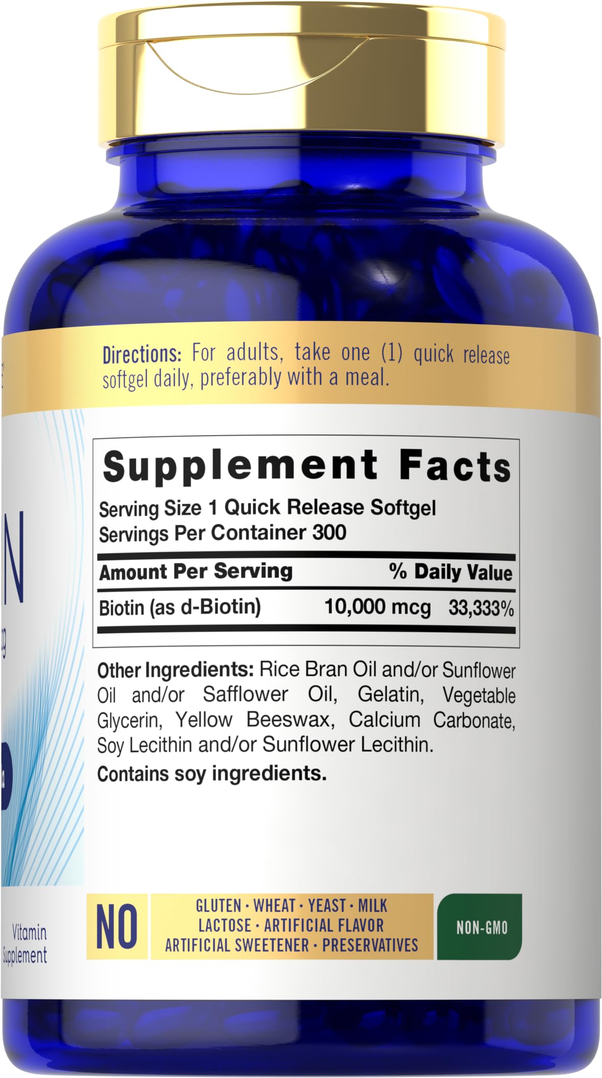 Carlyle Biotin 10000mcg capsules molles faciles à avaler pour cheveux sains