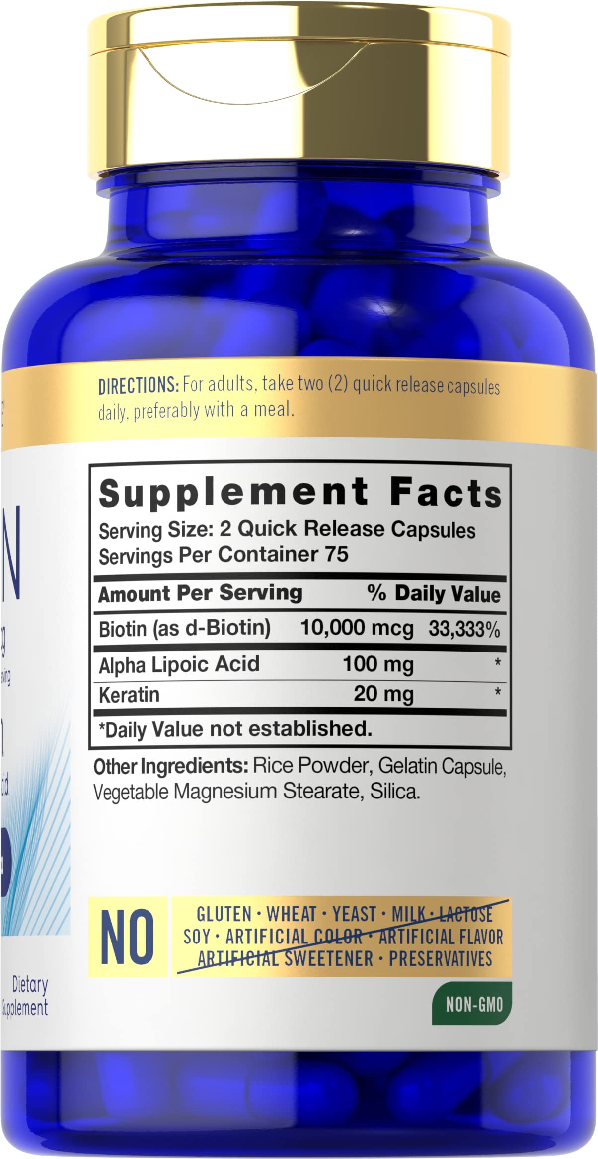 Carlyle Biotine 10000mcg, capsules: format pratique pour la routine beauté.