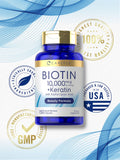 Carlyle Biotine 10000mcg, bouchon sécurité: dosage simple et sûr.