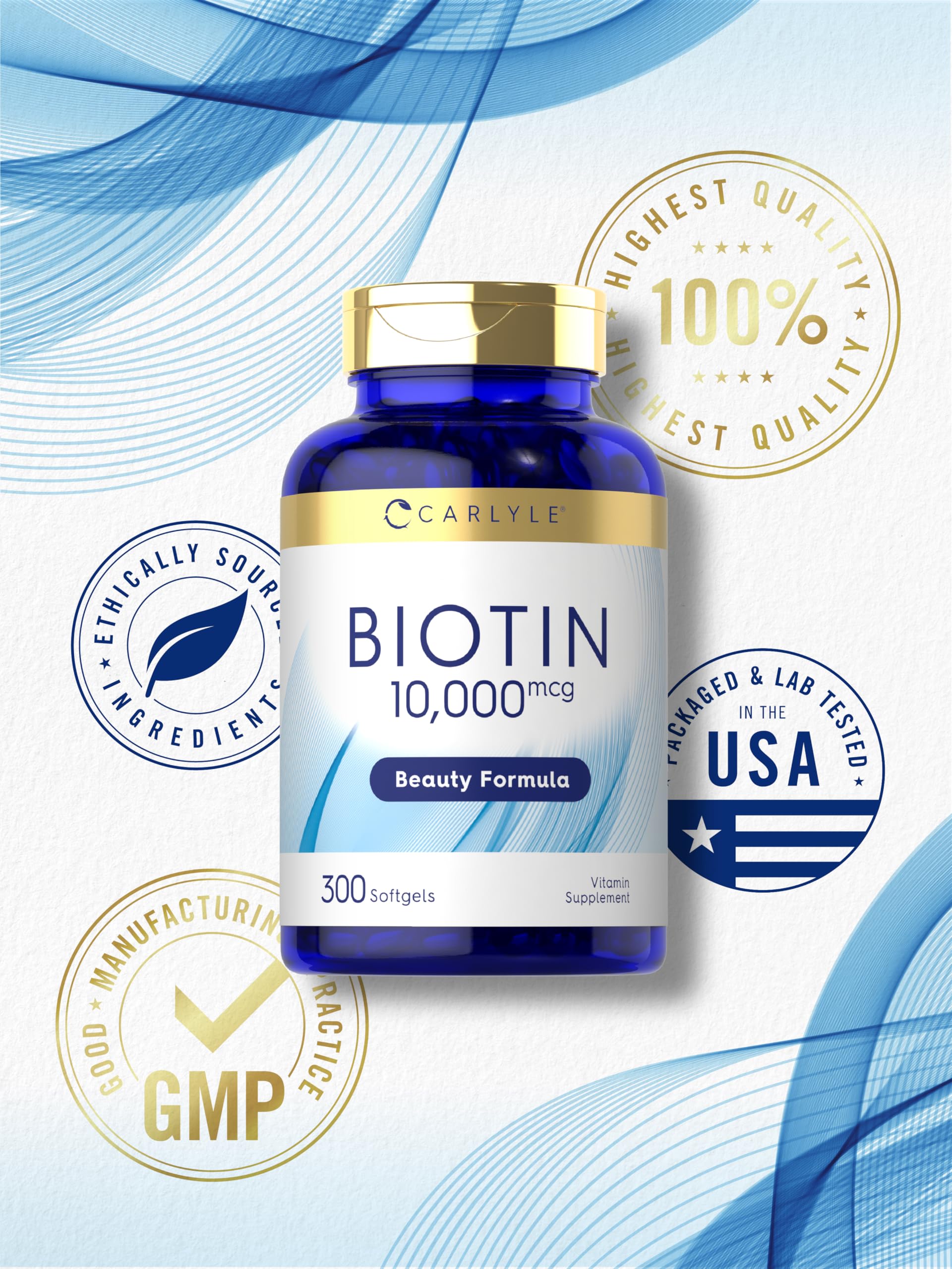 Emballage compact Carlyle Biotin 10000mcg pour voyage et déplacement