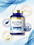 Emballage compact Carlyle Biotin 10000mcg pour voyage et déplacement