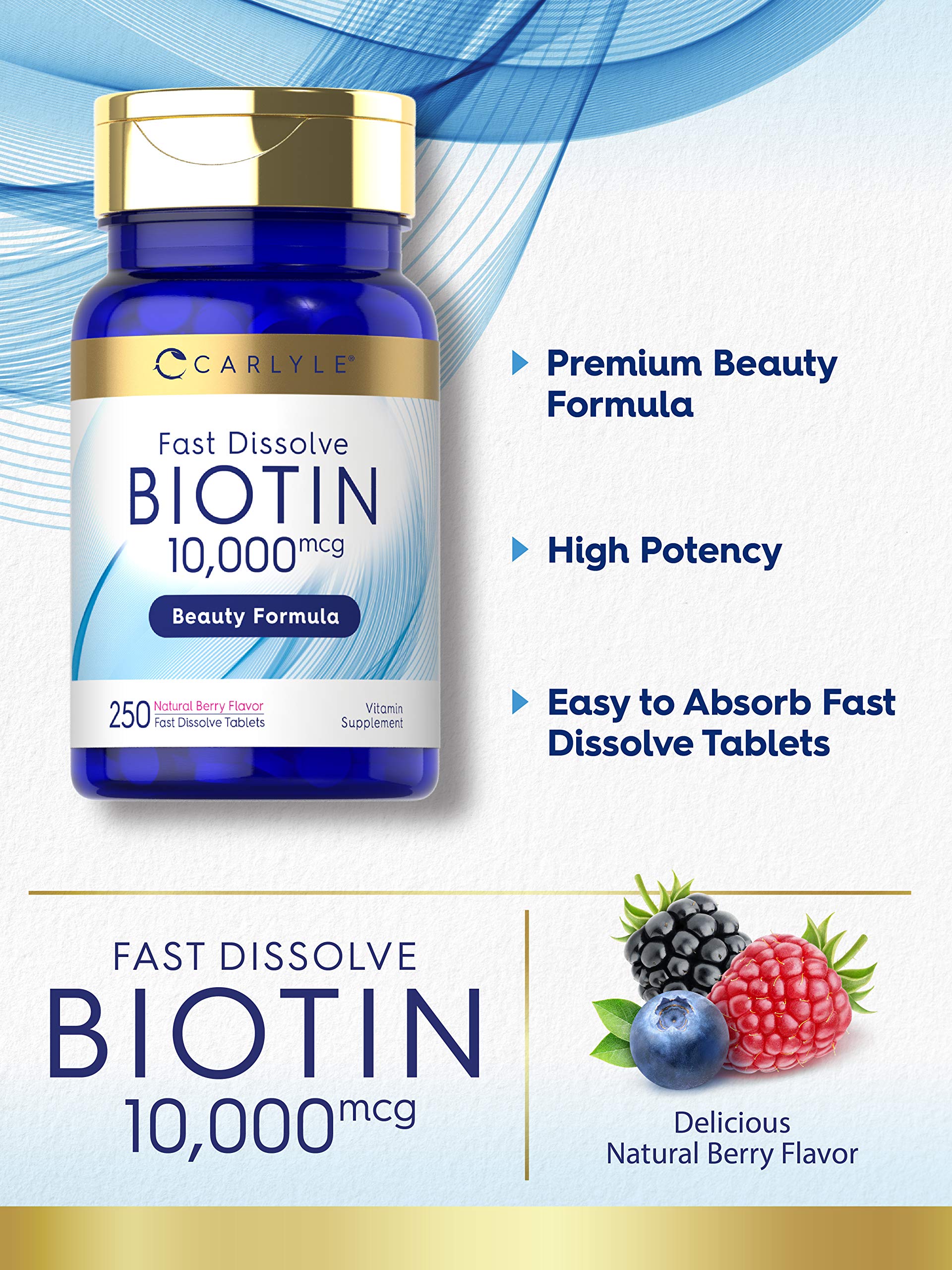 Carlyle Biotine arôme framboise – dissolution rapide et goût agréable.