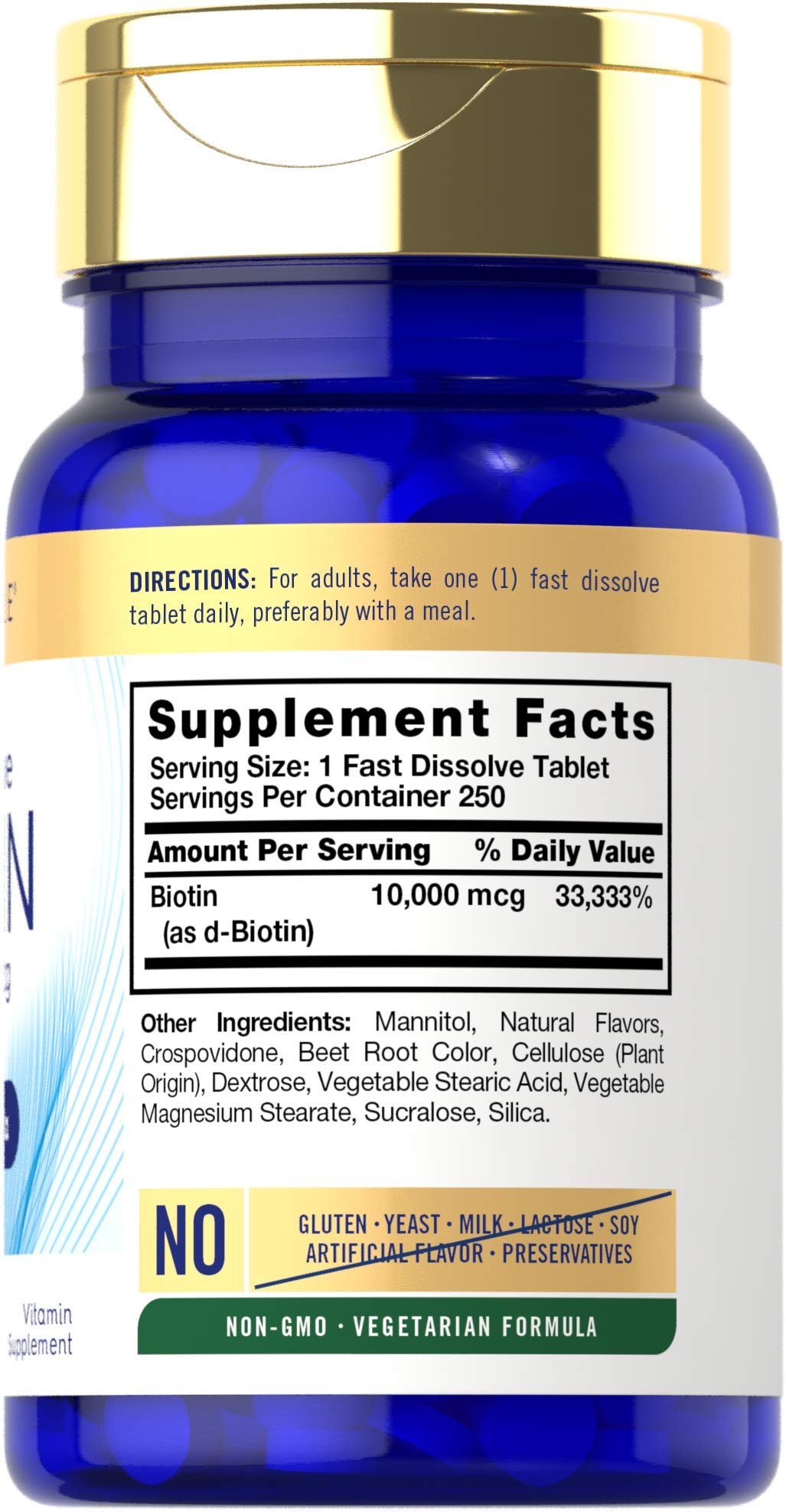 Carlyle Biotine flacon 250 comprimés – format pratique pour usage quotidien.