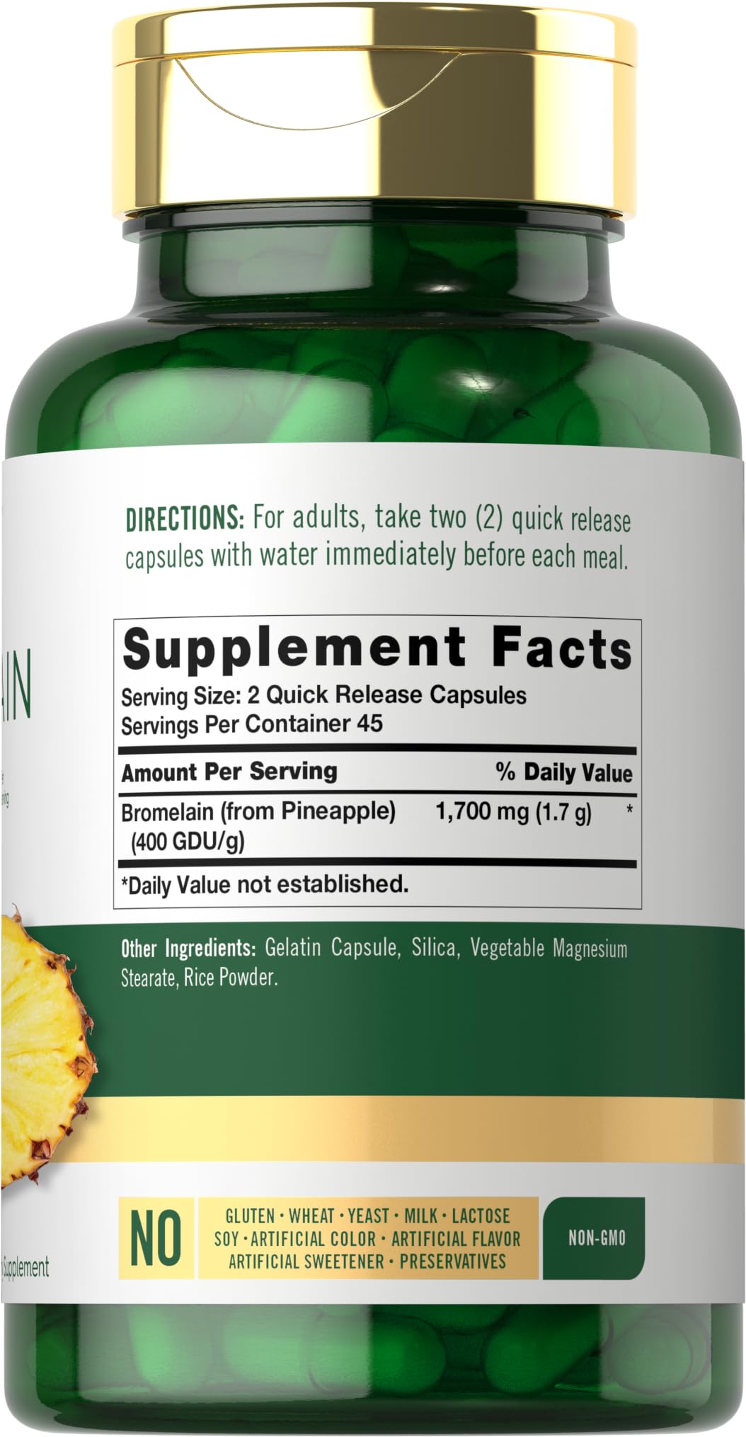 Carlyle Bromélaïne 1700 mg — capsules, format pratique pour les repas.