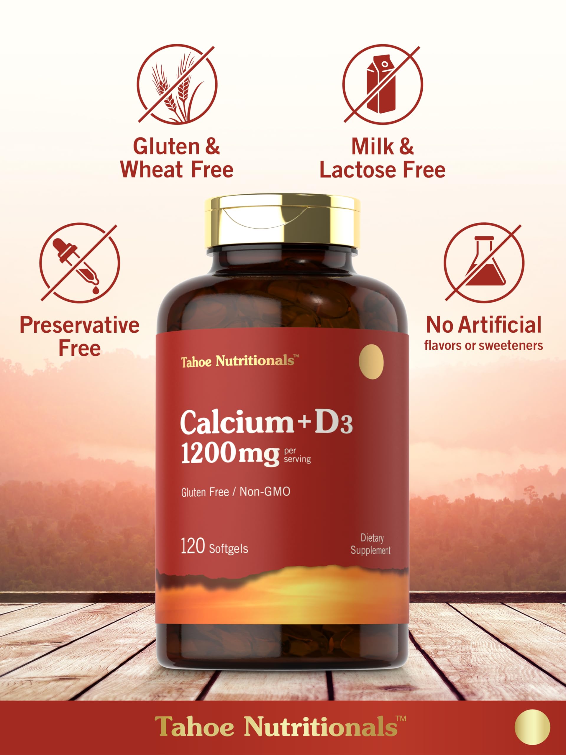 Sans gluten : Carlyle Calcium 1200 mg convient à certains régimes.
