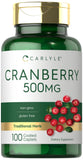 Carlyle canneberge pilules, bouteille et gélules, soutien quotidien bien-être.