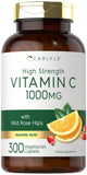 Carlyle Vitamine C 1000 mg caplets végétariens dans leur boîte, soutien potentiel à l'immunité