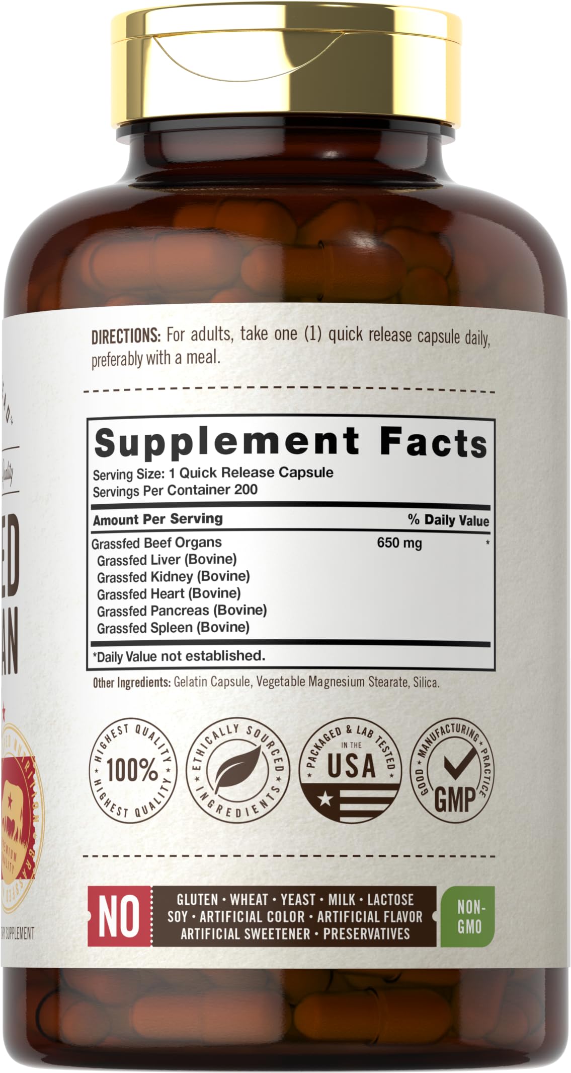 Carlyle Capsules du complexe d'organes, prise facile pour un apport nutritionnel.