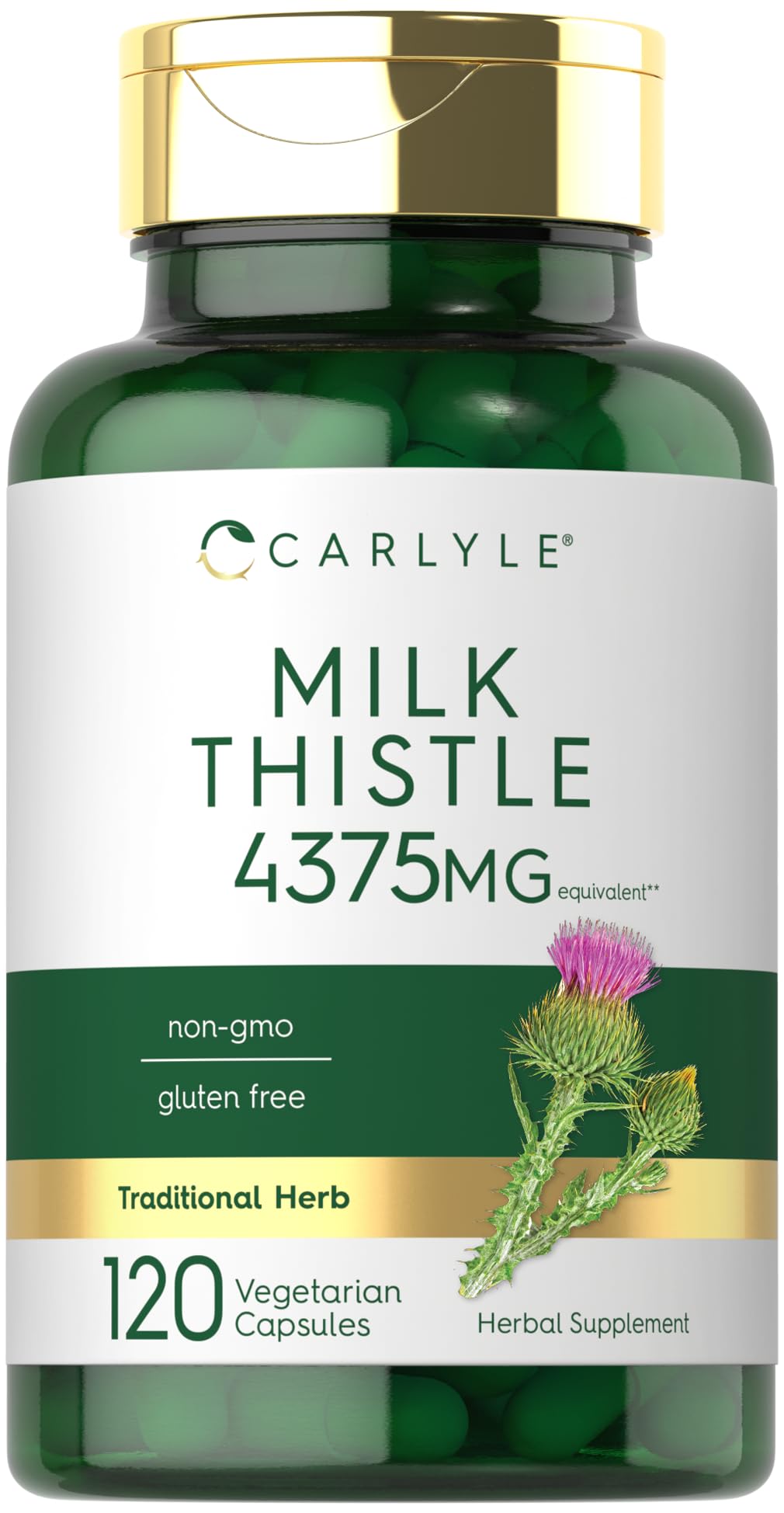 Carlyle Chardon-Marie – Bouteille de gélules, complément végétarien potentiel pour le bien-être quotidien.