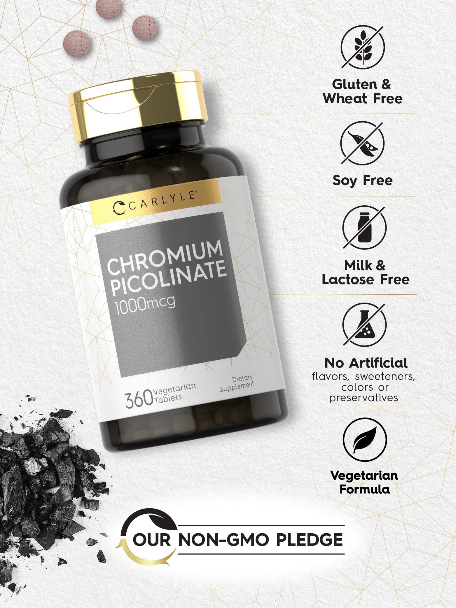 Carlyle Chromium Picolinate: flacon scellé garantissant sécurité et fraîcheur
