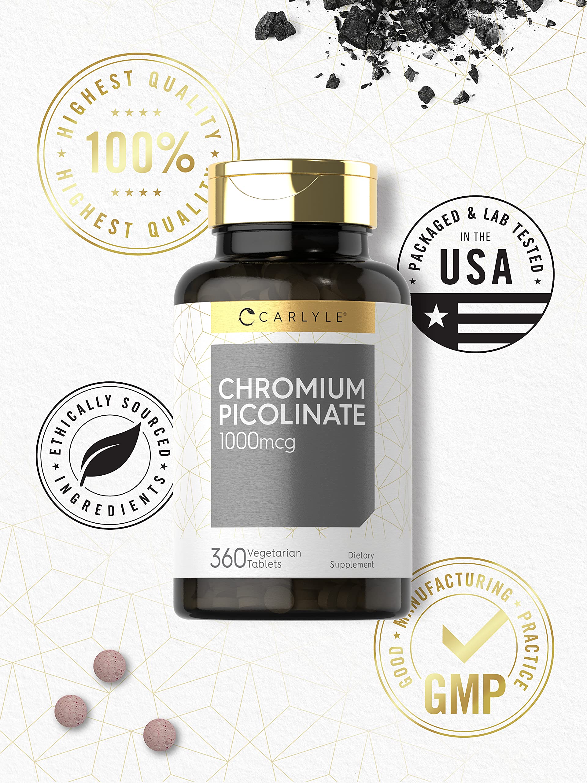 Carlyle Chromium Picolinate: dosage élevé par tablette pour simplifier l'usage quotidien