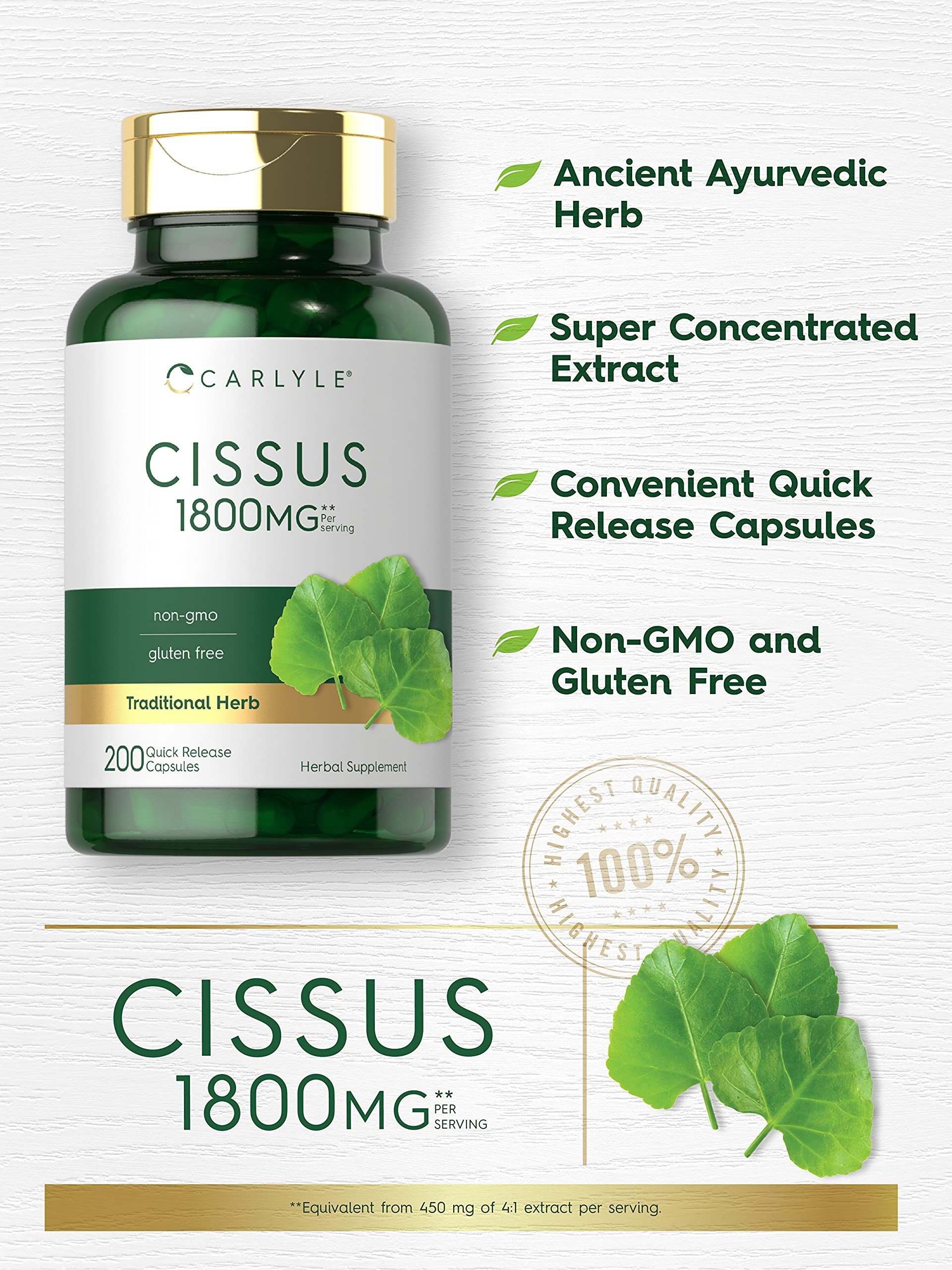 Étiquette Carlyle Cissus Quadrangularis clairement visible et lisible pour information produit.