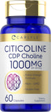 Carlyle Citicoline 1000 mg capsules – soutien potentiel des fonctions cognitives.