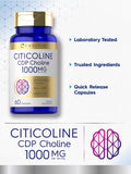Carlyle Citicoline emballage clair et étiquetage lisible, utilisation facile.