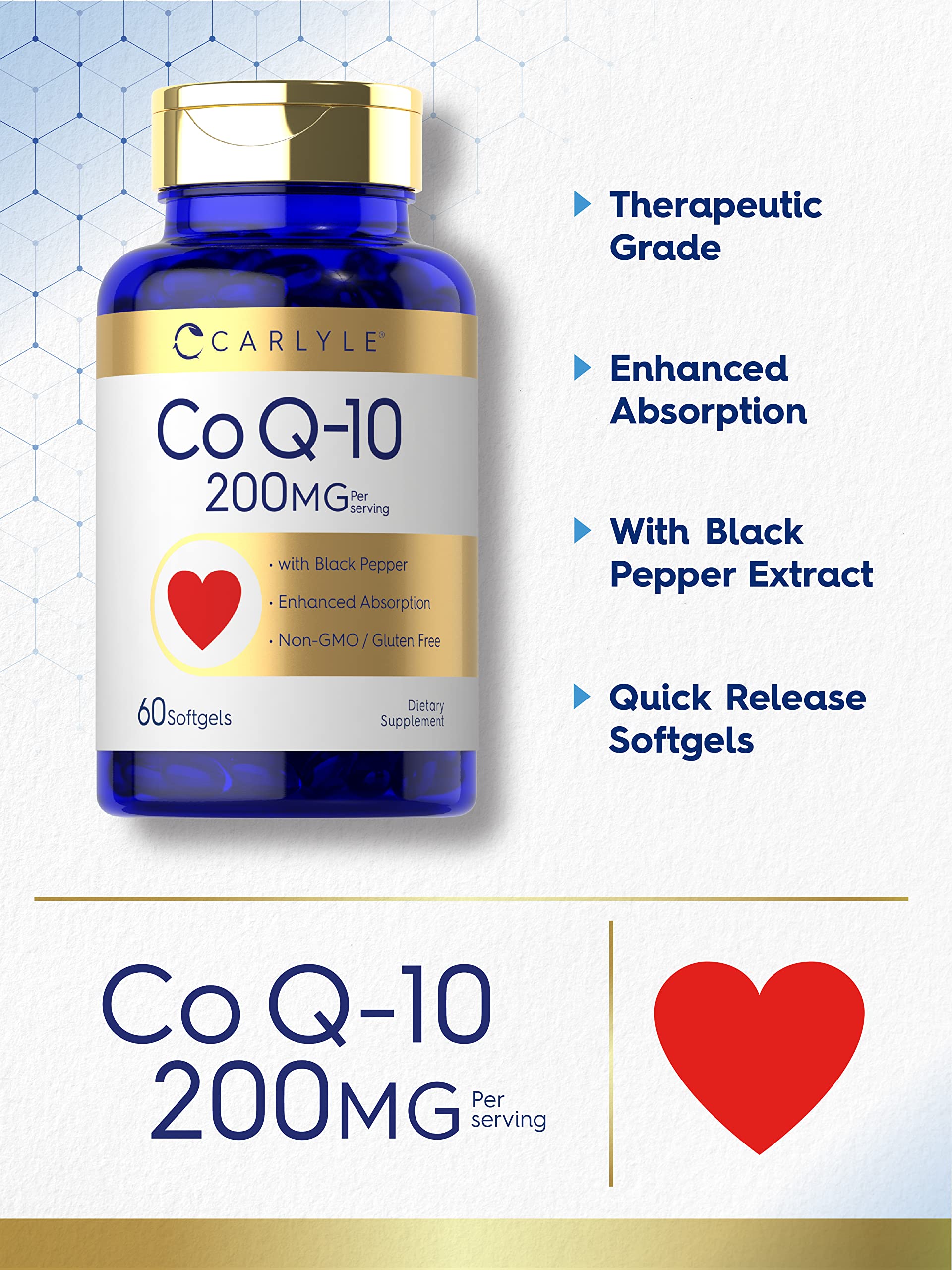 Capsules CoQ10 Carlyle, résultat potentiellement mieux assimilé grâce au poivre noir
