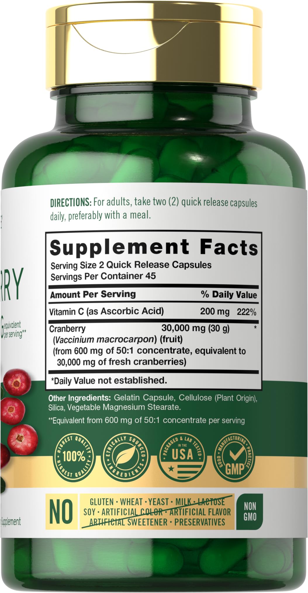 Carlyle Cranberry: capsules à libération rapide pour une ingestion aisée.