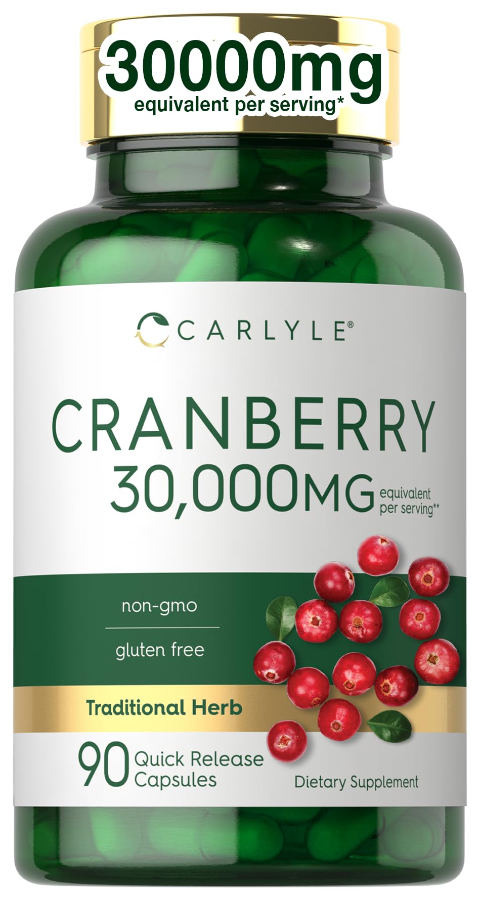 Carlyle Cranberry: bouteille du supplément pour le quotidien et le bien-être potentiel.