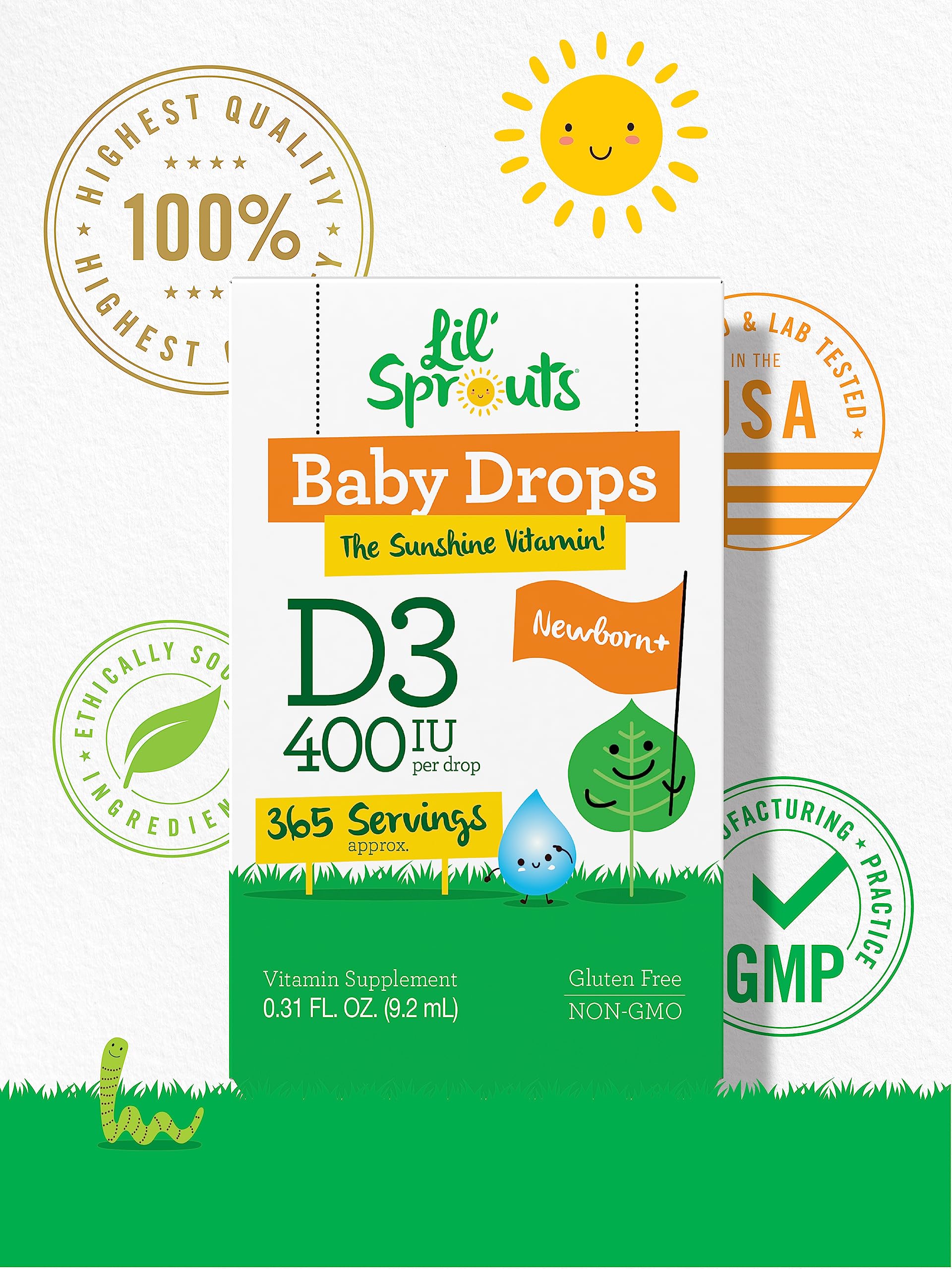 Gouttes D3 bébé sans gluten et sans allergènes