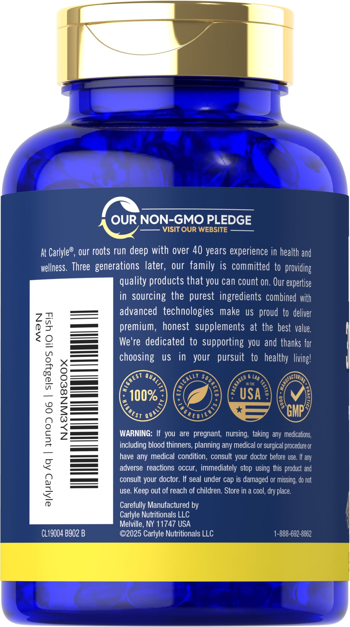 Carlyle Huile Poisson purifiée sans mercure, pour une consommation quotidienne sûre.