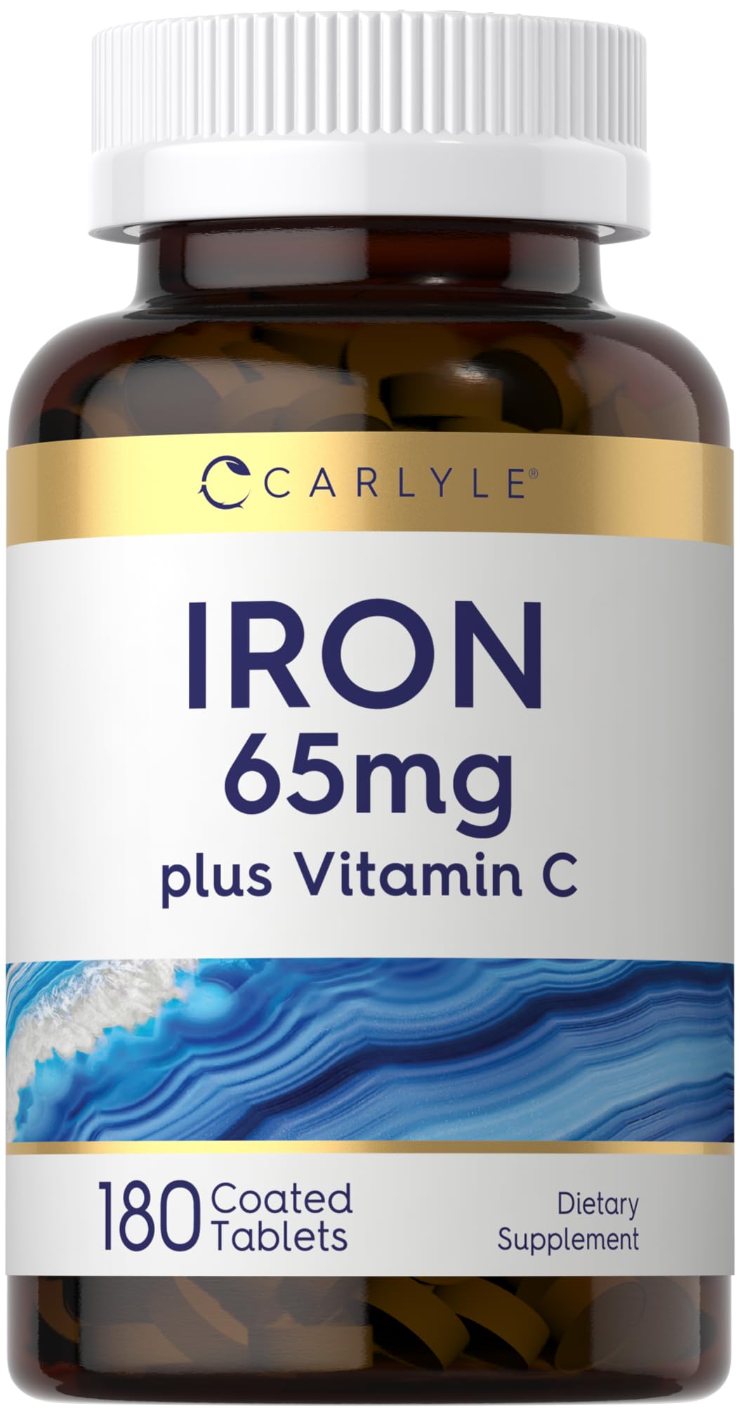 Carlyle Fer tablettes 65 mg avec vitamine C pour un apport quotidien.