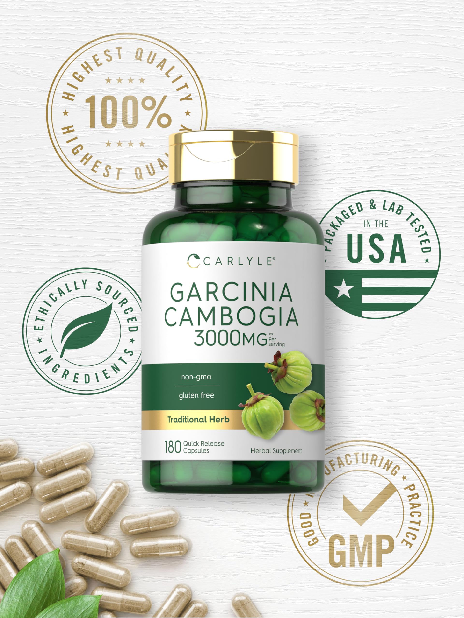Carlyle Garcinia Cambogia est sans gluten et sans OGM.