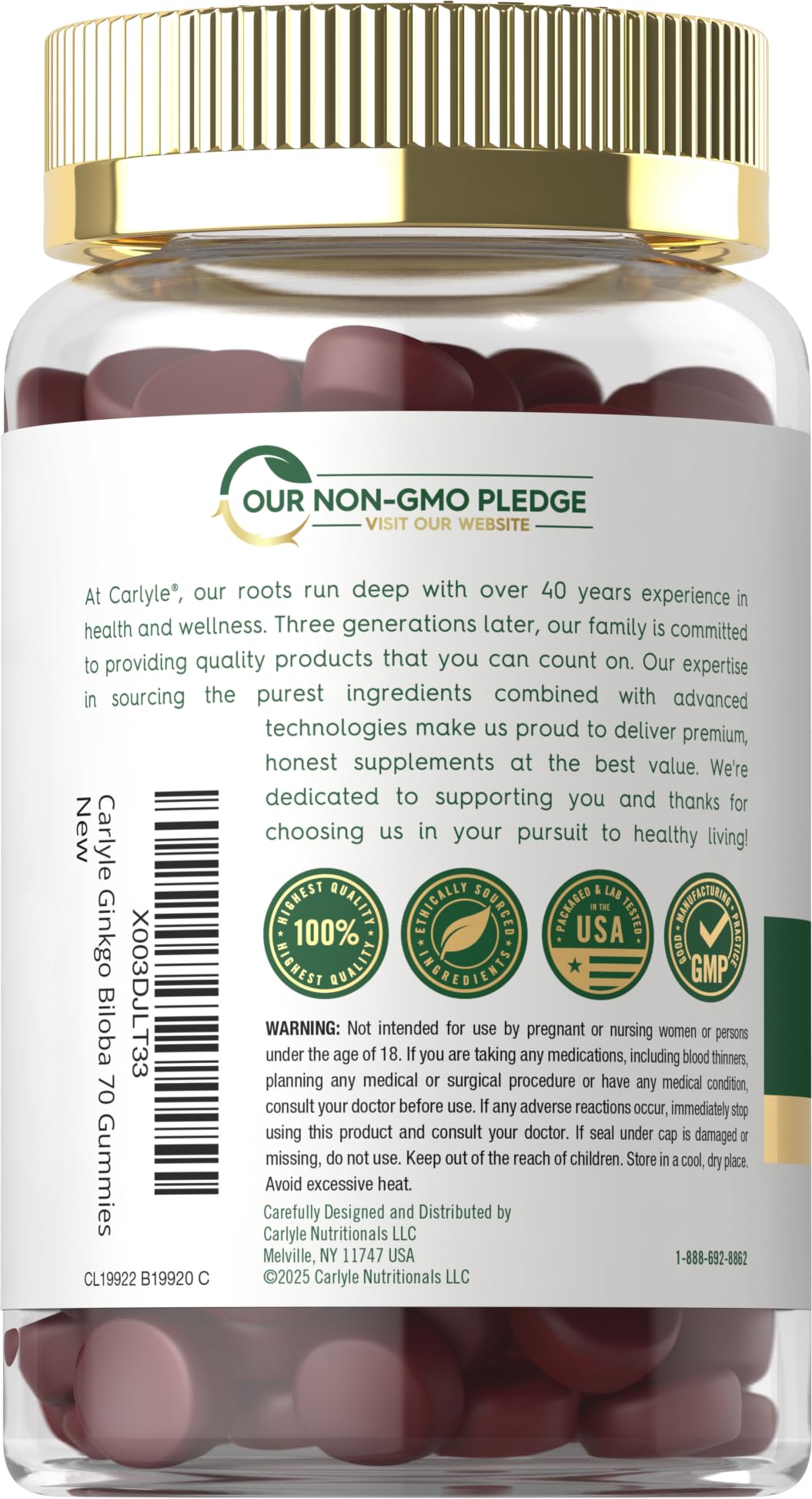 Formule vegan Carlyle Ginkgo Biloba adaptée au mode de vie vegan