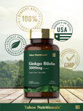 Carlyle Ginkgo Biloba - étiquette claire indiquant 14,4 mg par dose.