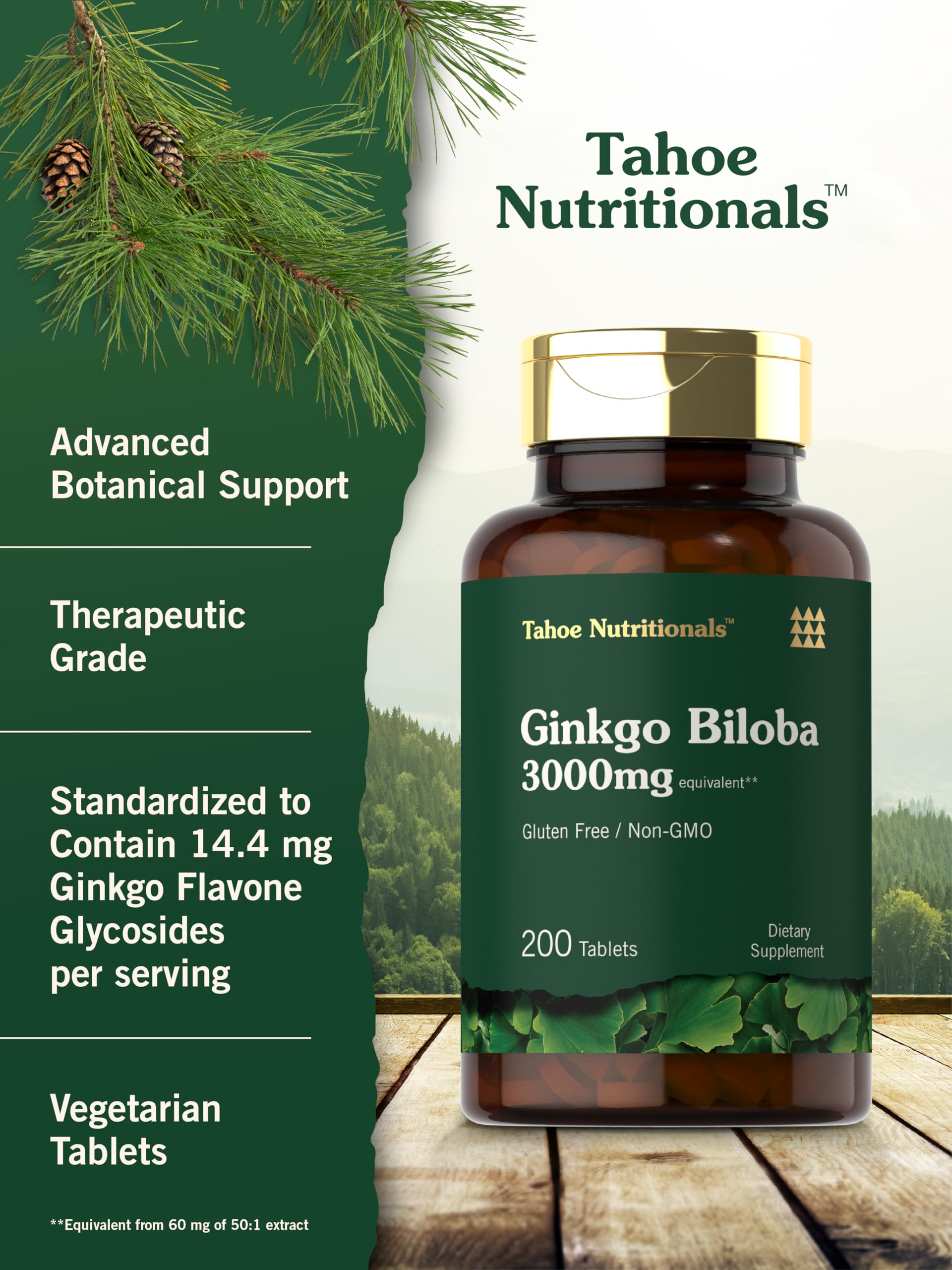 Carlyle Ginkgo Biloba - étiquette lisible détaillant la dose standardisée.