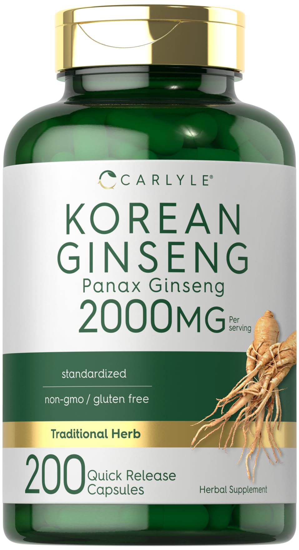 Carlyle Ginseng Coréen – Bouteille, soutien potentiel à l'énergie quotidienne.