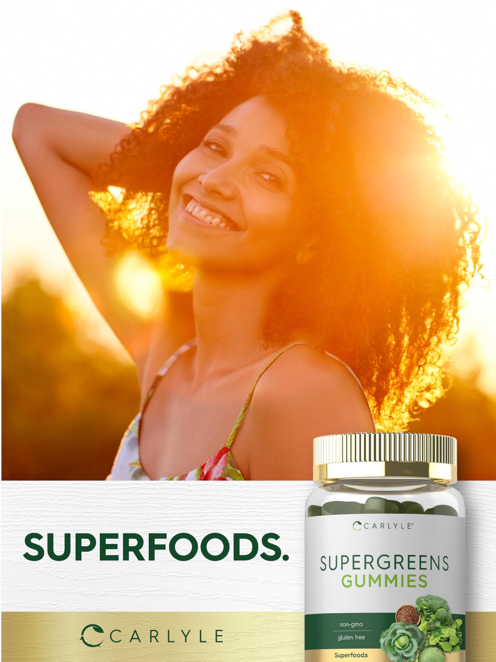 Gommes Carlyle Supergreens vitamines A C D B, soutien quotidien.