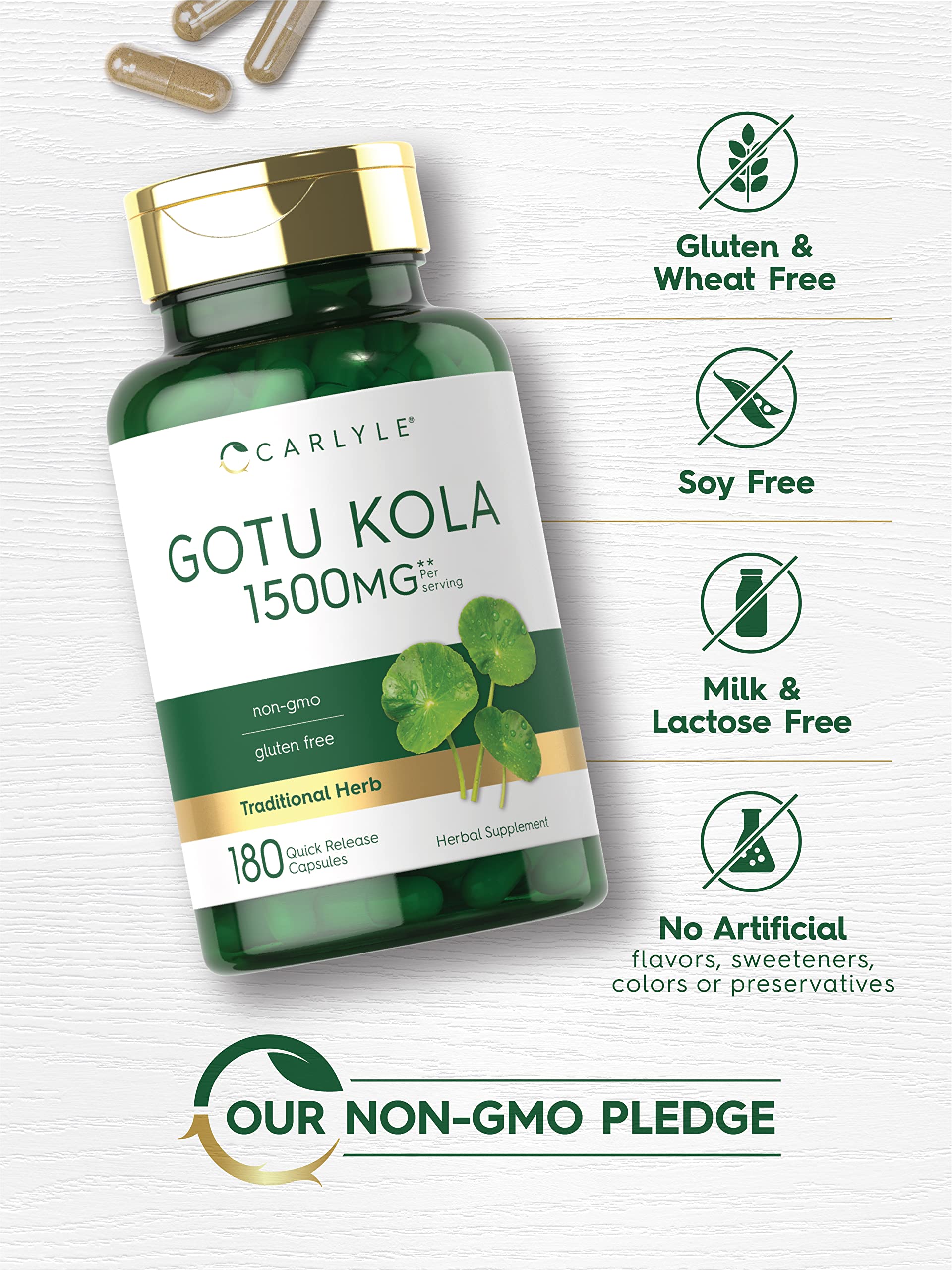 Capsules à libération rapide Gotu Kola pour un apport pratique quotidien.