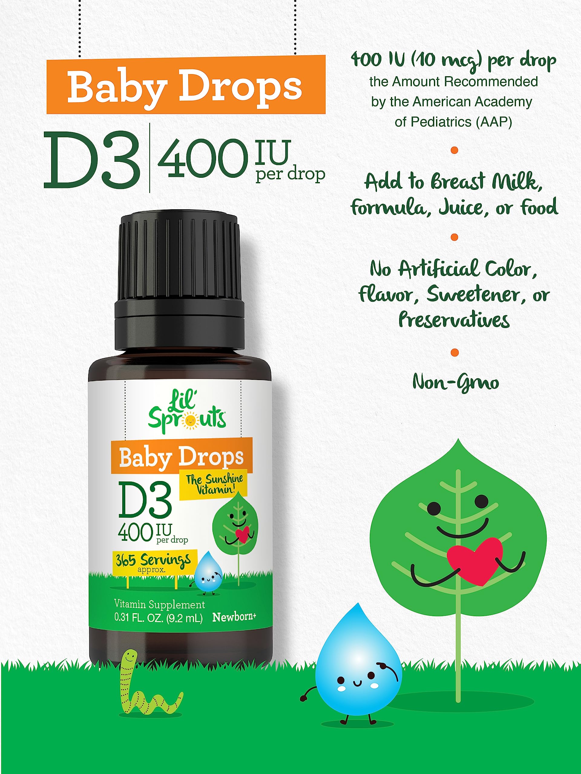 Gouttes D3 bébé 400 UI: dosage précis