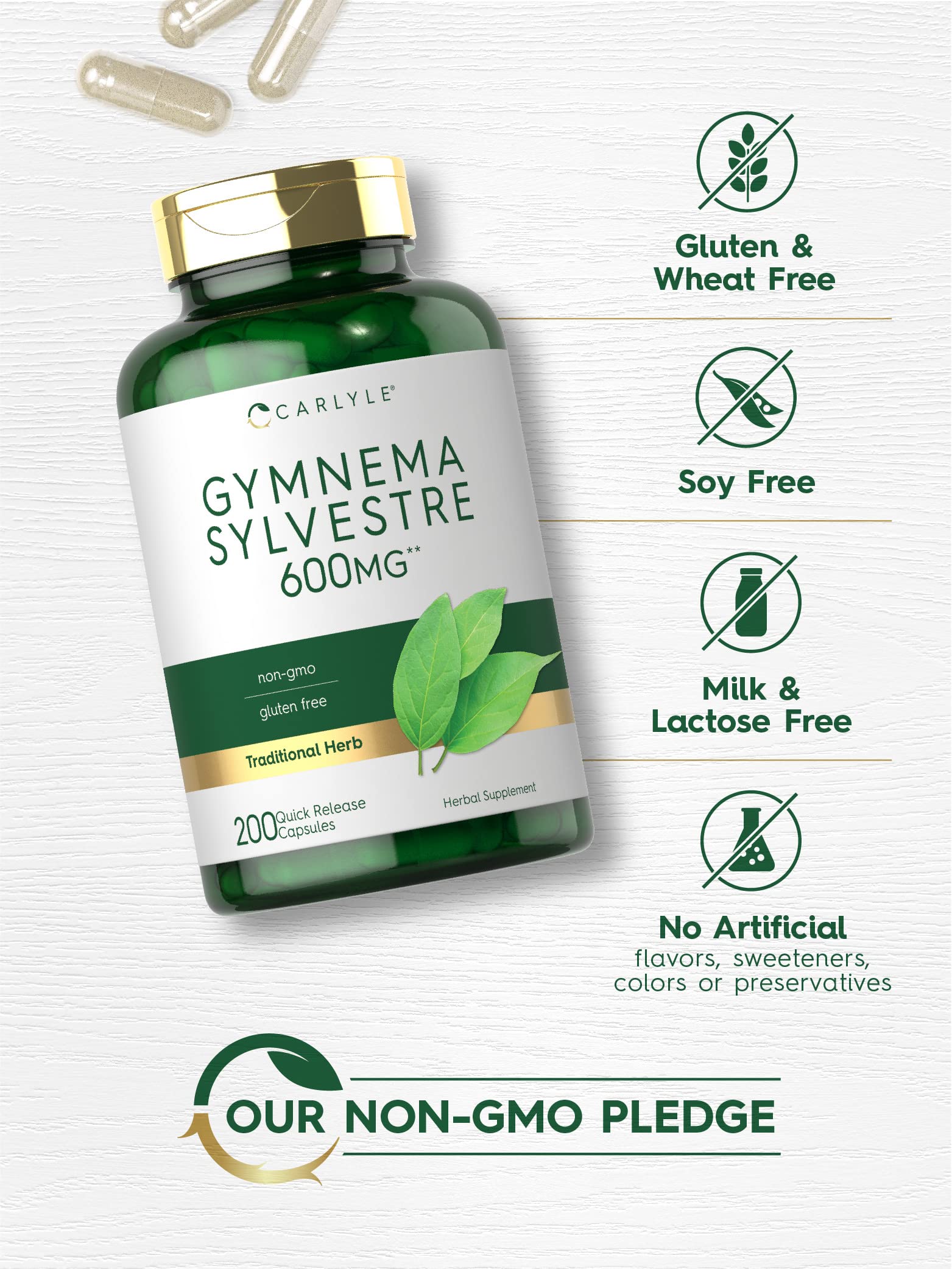 Capsules Carlyle Gymnema Sylvestre dans la boîte, prêtes à consommer.