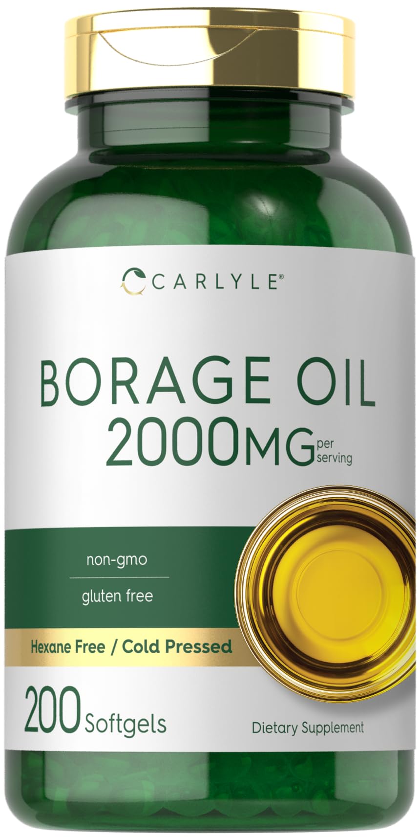 Carlyle huile bourrache – bouteille dorée, riche en acides gras essentiels.