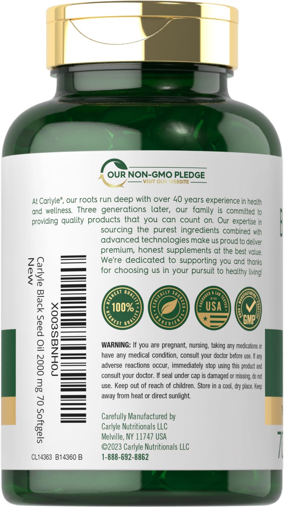 Carlyle huile noire: richesse en Omega 6 et 9 pour l'équilibre.