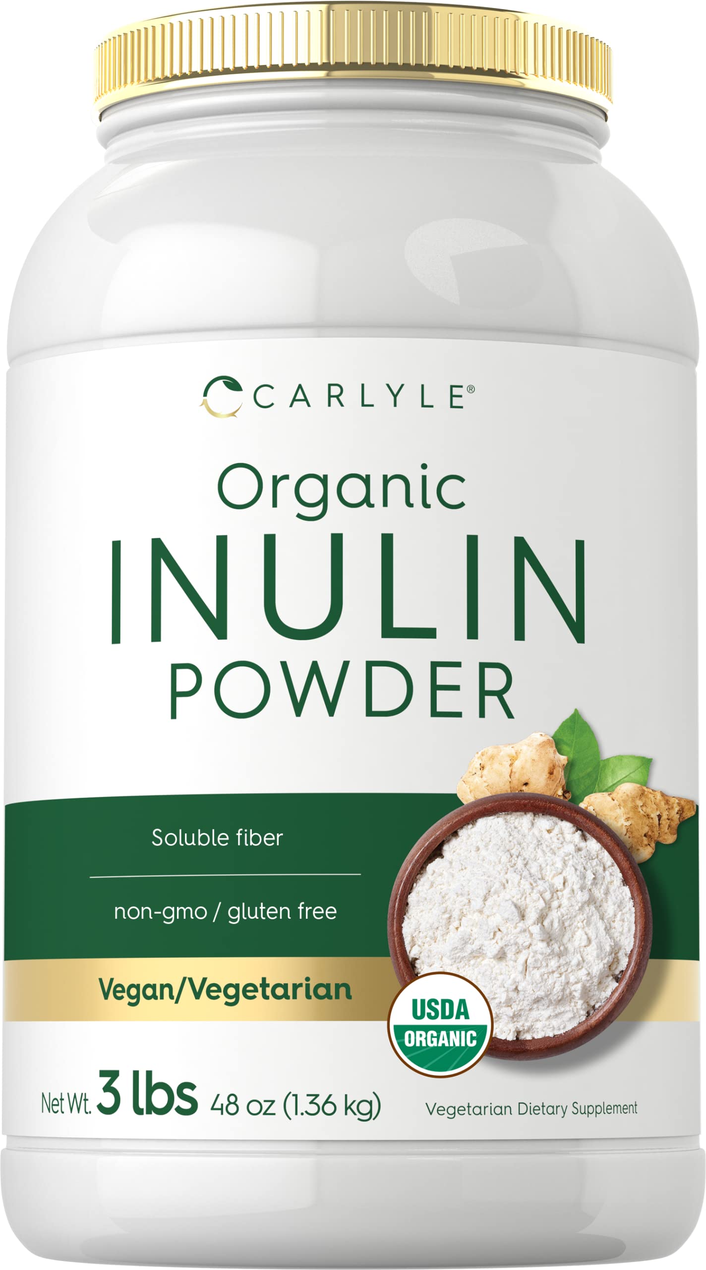 Carlyle Inuline Bio Poudre Topinambour 48oz, fibre naturelle pour le bien-être digestif.