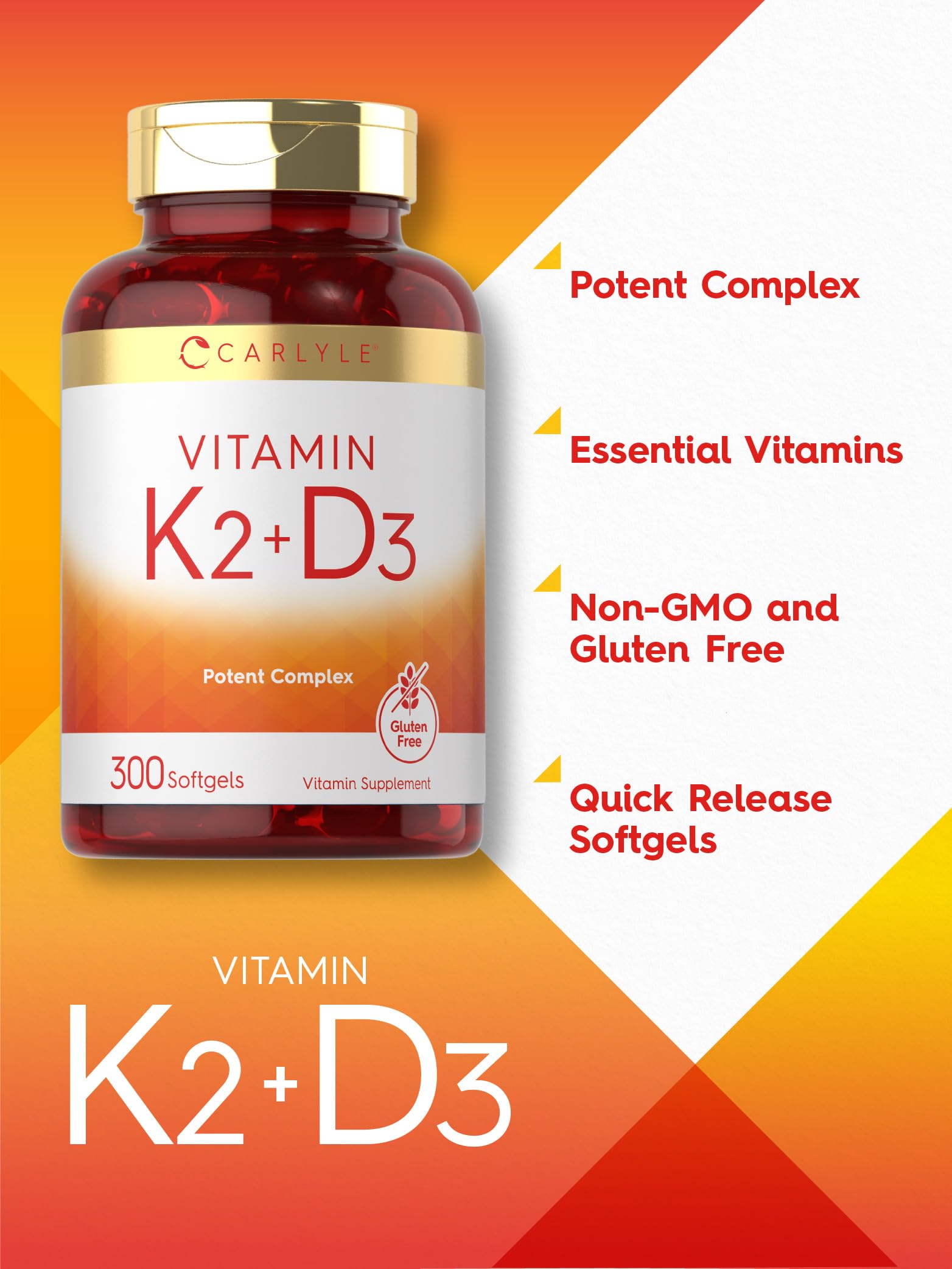 Capsule Carlyle K2 D3 montrant facilité d’ingestion.