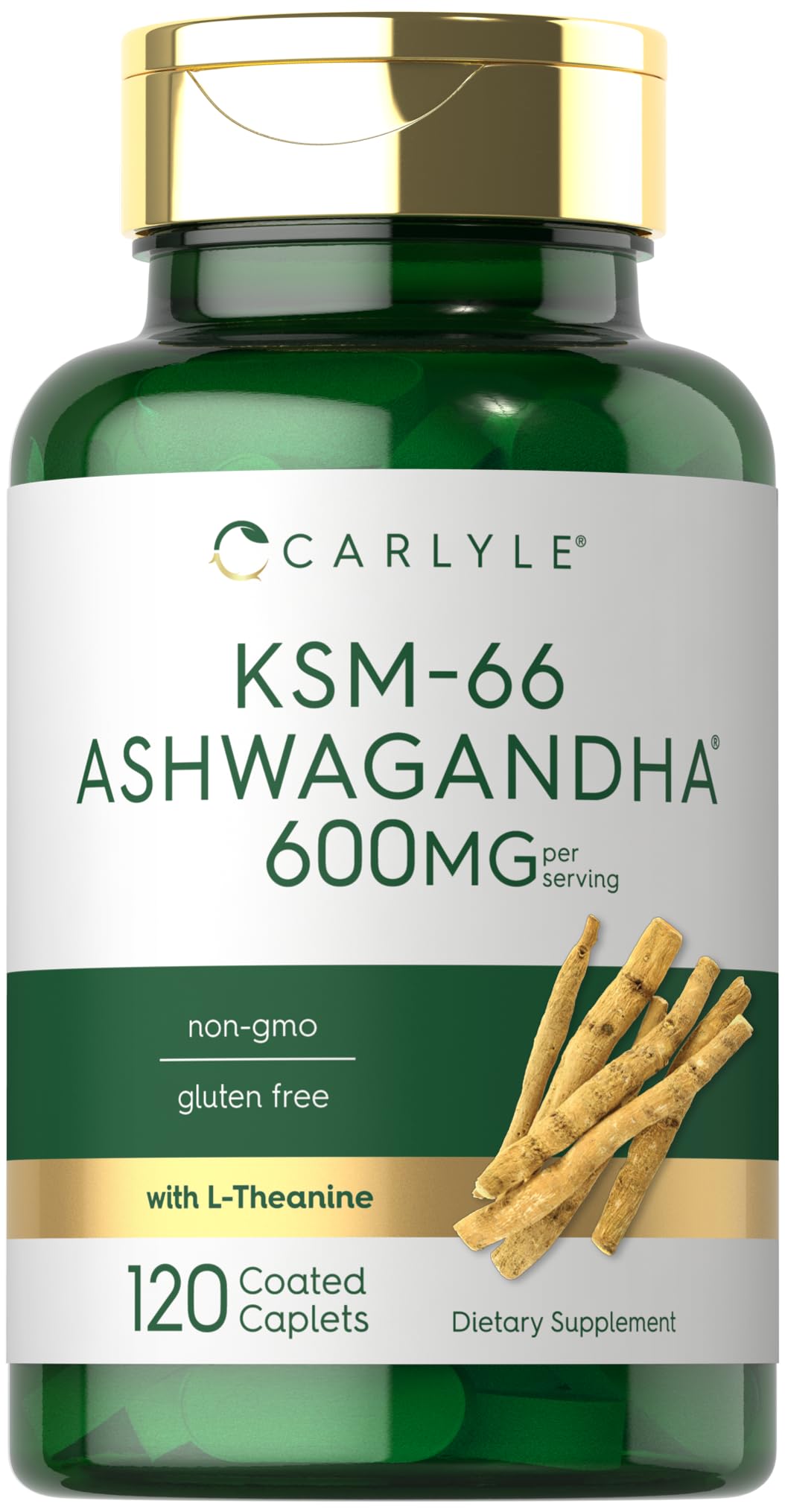 Carlyle KSM-66 Ashwagandha bouteille, soutien potentiel au bien-être quotidien.