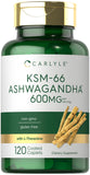 Carlyle KSM-66 Ashwagandha bouteille, soutien potentiel au bien-être quotidien.