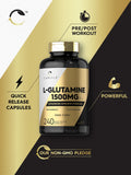 Carlyle L-Glutamine, gros plan sur capsule, apport nutritionnel potentiel