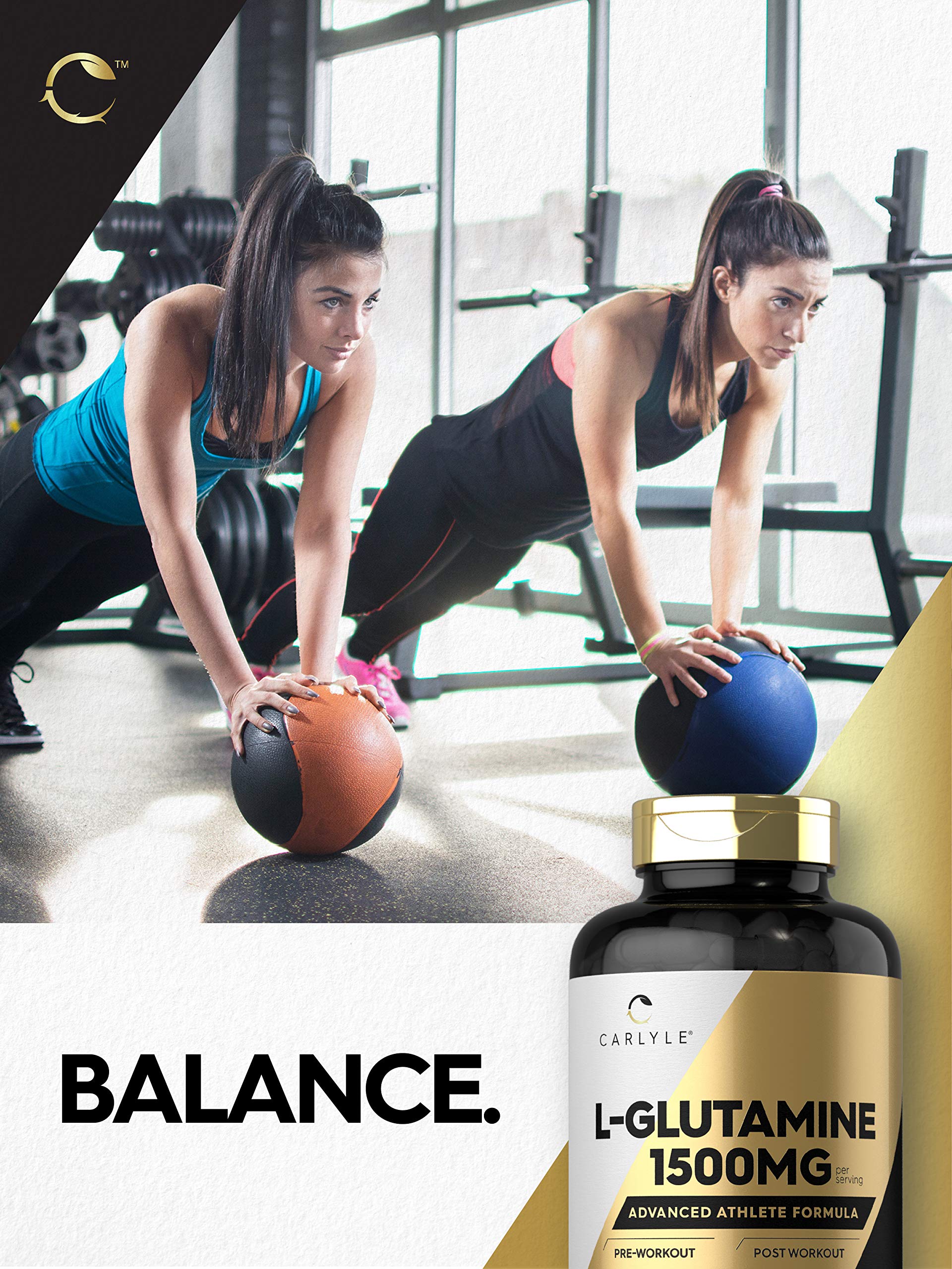 Carlyle L-Glutamine, scène salle de sport, utilisation pré et après entraînement