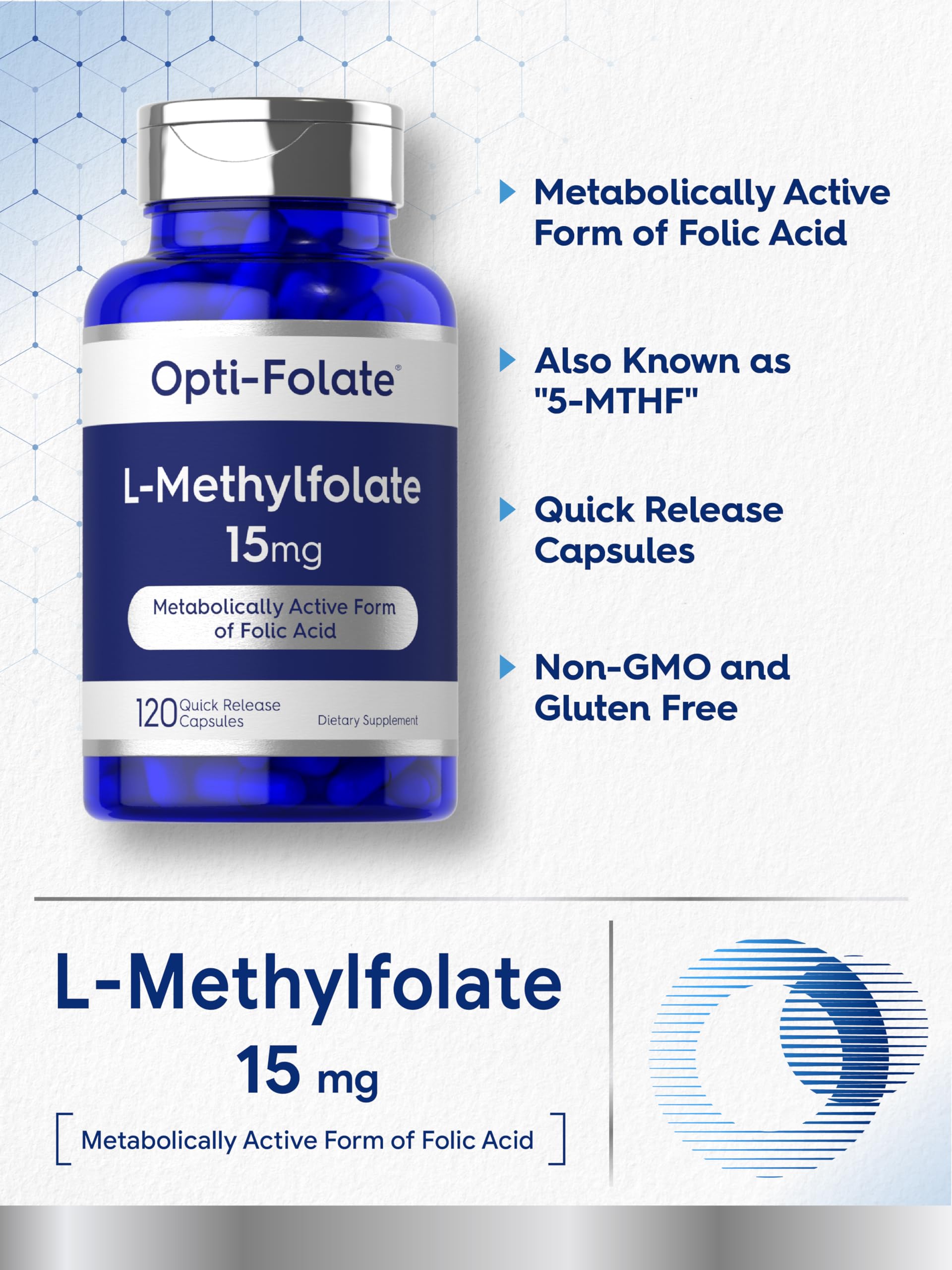 Emballage Carlyle L-Methylfolate – label qualité et absence d'OGM.